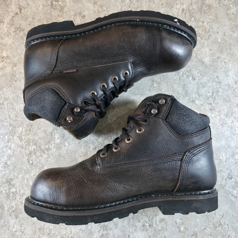 Schmidt Workwear Mens Boots Leather Steel Toe Brown Boots Size 11 W Waterproof